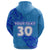 (Custom Text and Number) Blue Zip Hoodie Fiji Rugby Polynesian Waves Style - Polynesian Pride