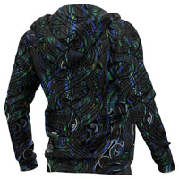New Zealand Zip up Hoodie, Maori Gods Zipper Hoodie, Tumatauenga (God of War) Paua Shell - Polynesian Pride