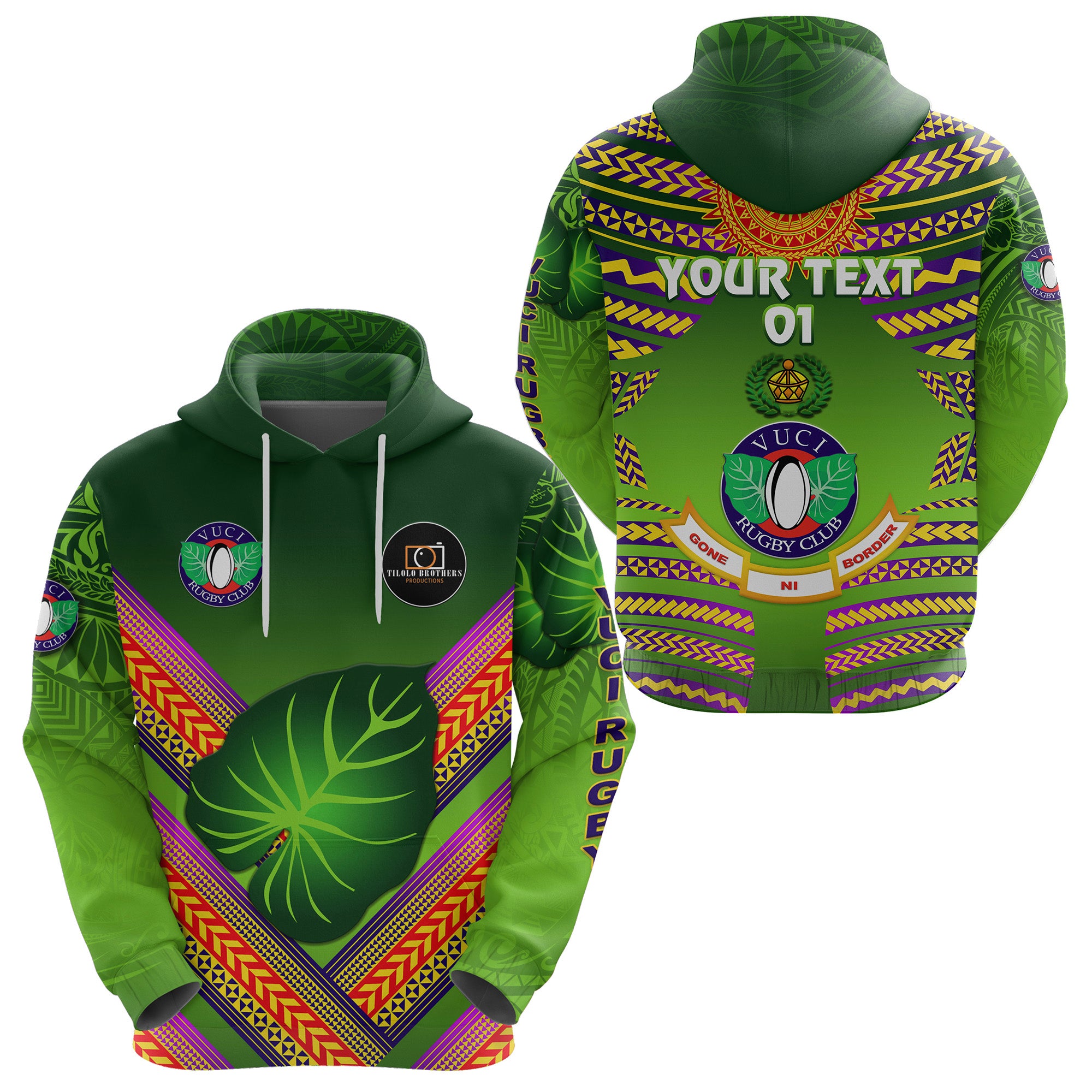 Custom Fiji Vuci Rugby Club Hoodie Creative Style Green, Custom Text and Number LT8 Unisex Green - Polynesian Pride