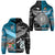 Custom New Zealand Fiji Hoodie Maori and Tapa Together Black, Custom Text and Number LT8 Unisex Blue - Polynesian Pride