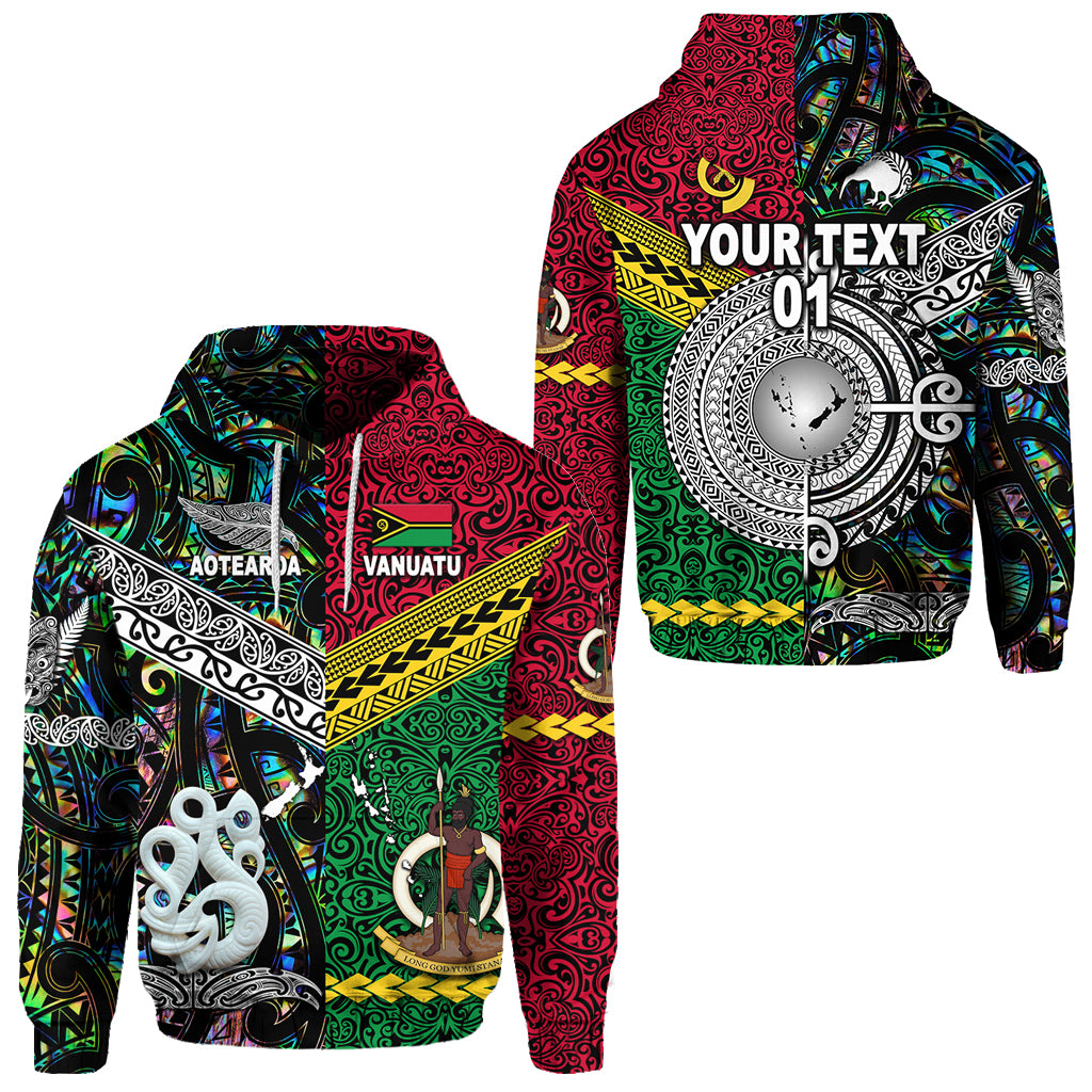 Custom Vanuatu New Zealand Hoodie Together Paua Shell, Custom Text and Number LT8 Unisex Red - Polynesian Pride