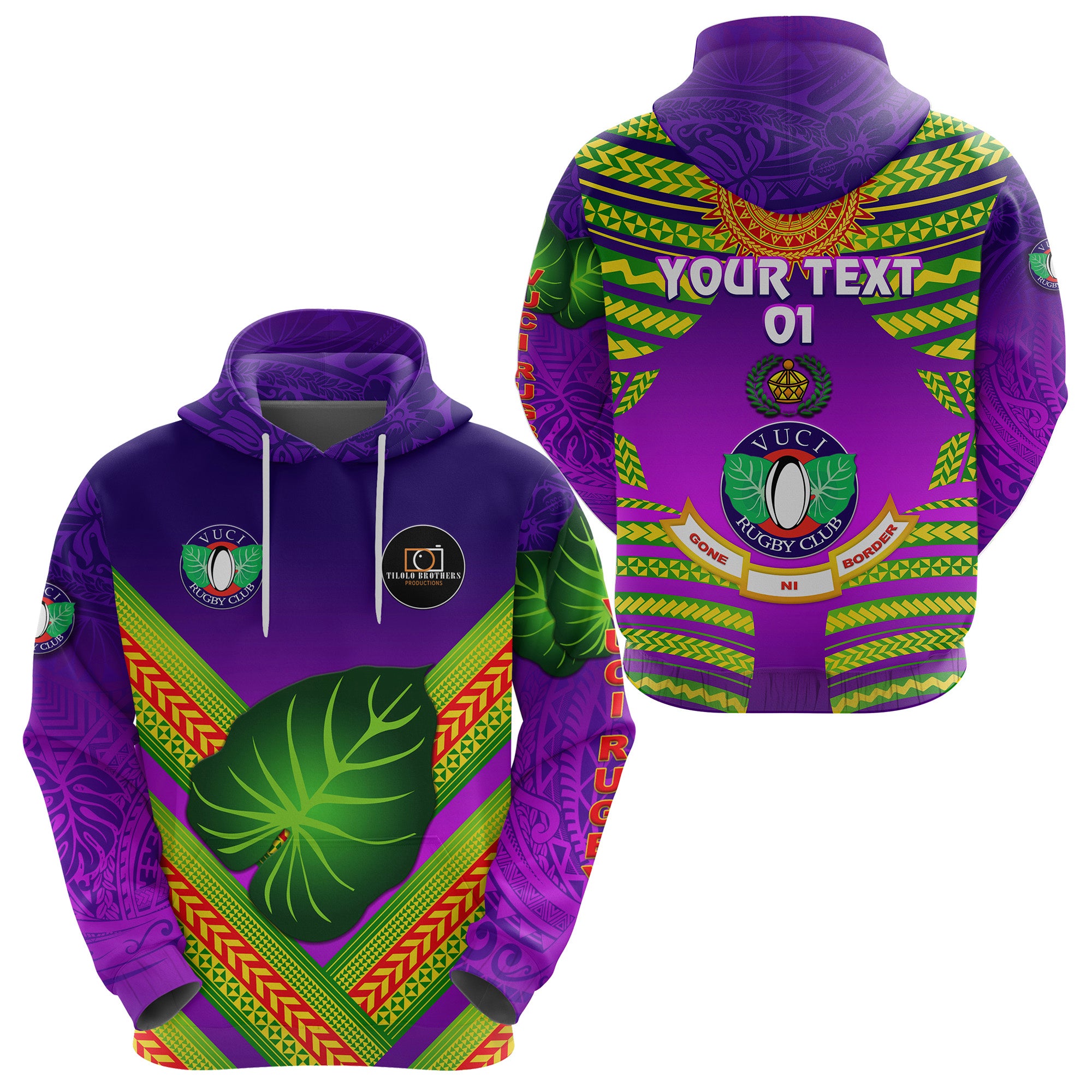 Custom Fiji Vuci Rugby Club Hoodie Creative Style Purple, Custom Text and Number LT8 Unisex Purple - Polynesian Pride