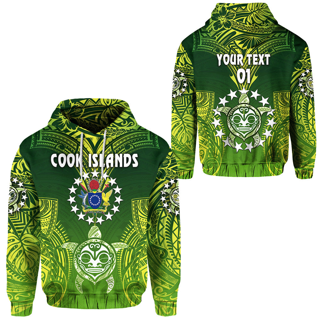 (Custom Text and Number) Cook Islands Hoodie Happy Independence Anniversary LT8 Unisex Green - Polynesian Pride