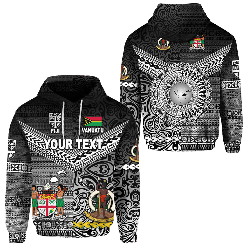 Custom Vanuatu Fiji Hoodie Together Black LT8 Unisex Black - Polynesian Pride