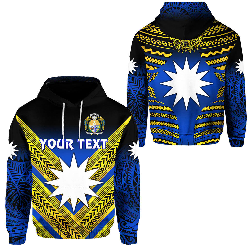 Custom Nauru Polynesian Flag Hoodie Creative Style Gradient Blue LT8 Unisex Blue - Polynesian Pride