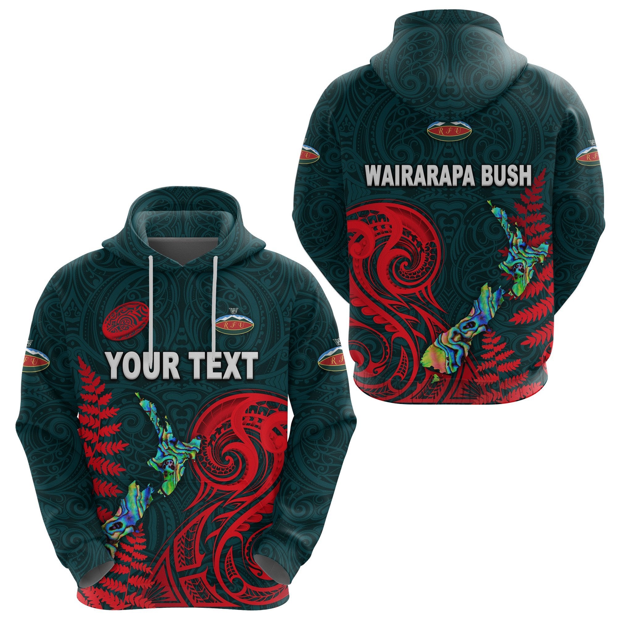 Custom Maori Wairarapa Bush Rugby Hoodie New Zealand Silver Fern Unisex Green - Polynesian Pride