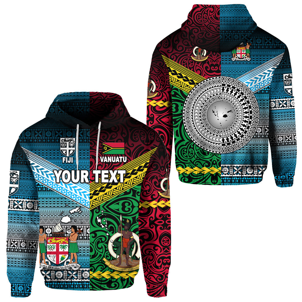 Custom Vanuatu Fiji Hoodie Together Blue LT8 Unisex Red - Polynesian Pride