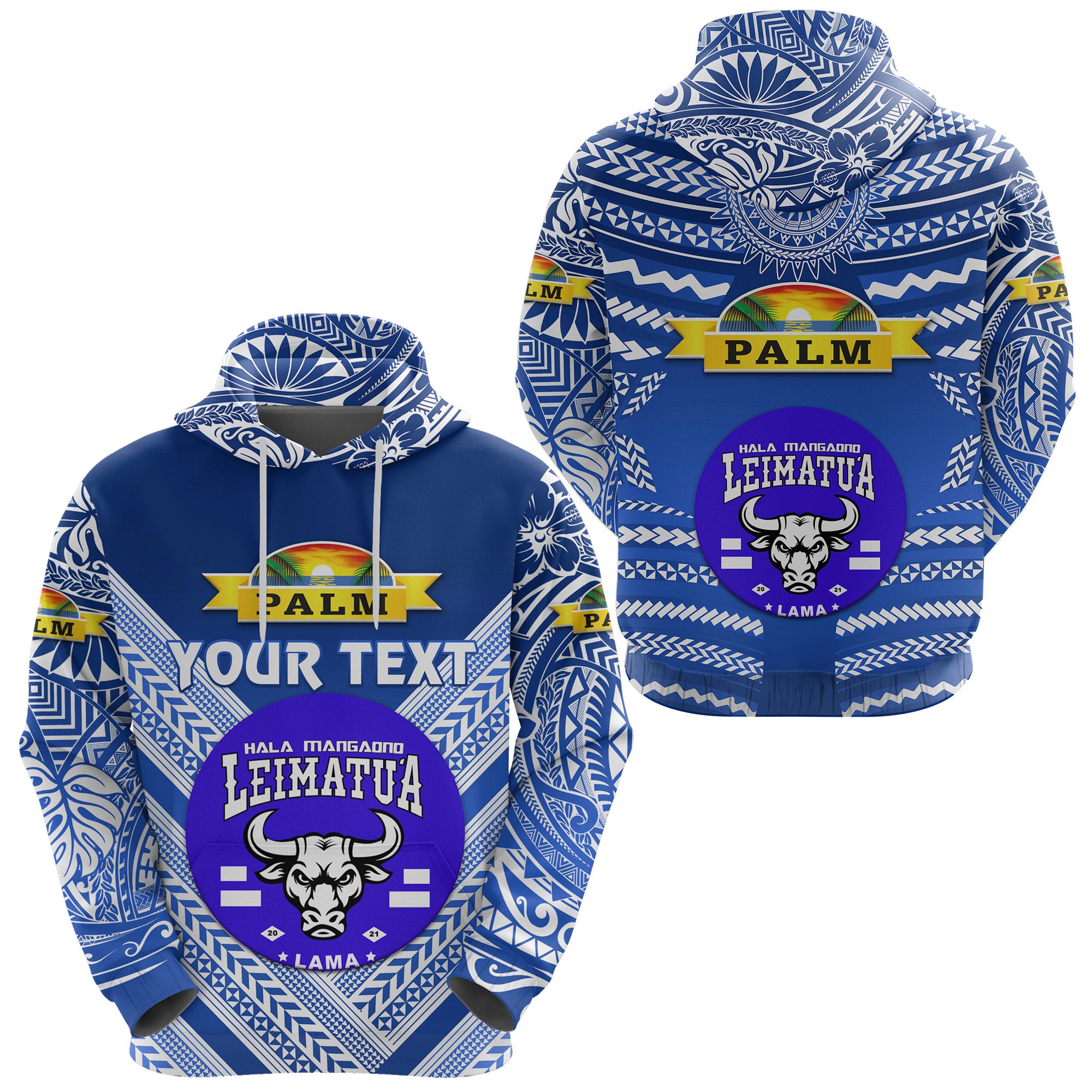 Custom Mate Maa Tonga Hoodie Leimatua Bulls Creative Style Blue NO.1 LT8 Unisex Blue - Polynesian Pride