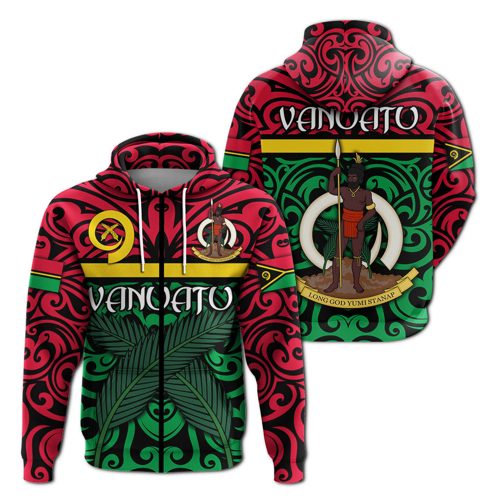 Vanuatu Zip Hoodie Melanesian Warrior Version 2 LT4 Unisex Green - Polynesian Pride