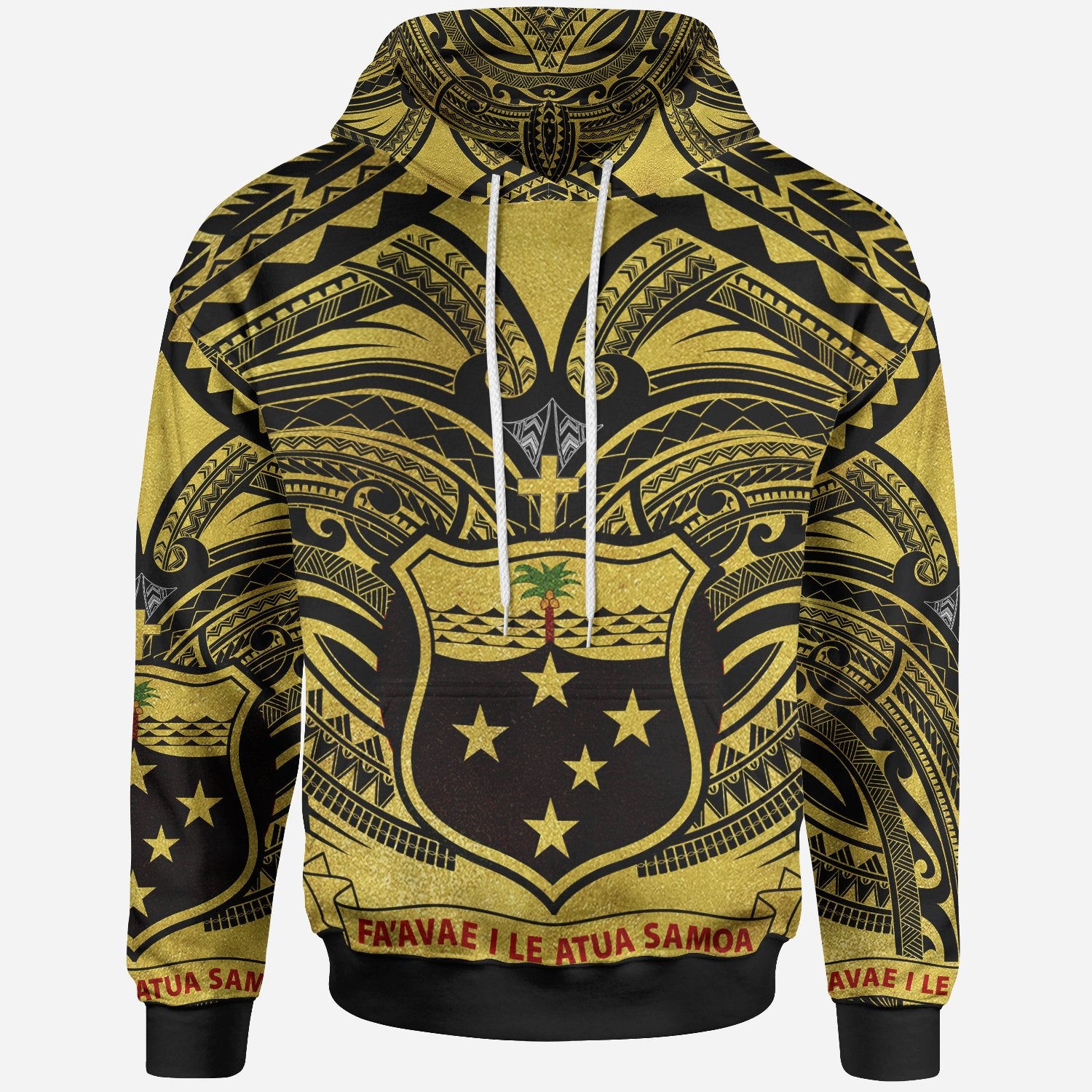 Samoall Over Hoodie Samoa Coat ofrms Golden Unisex Golden - Polynesian Pride