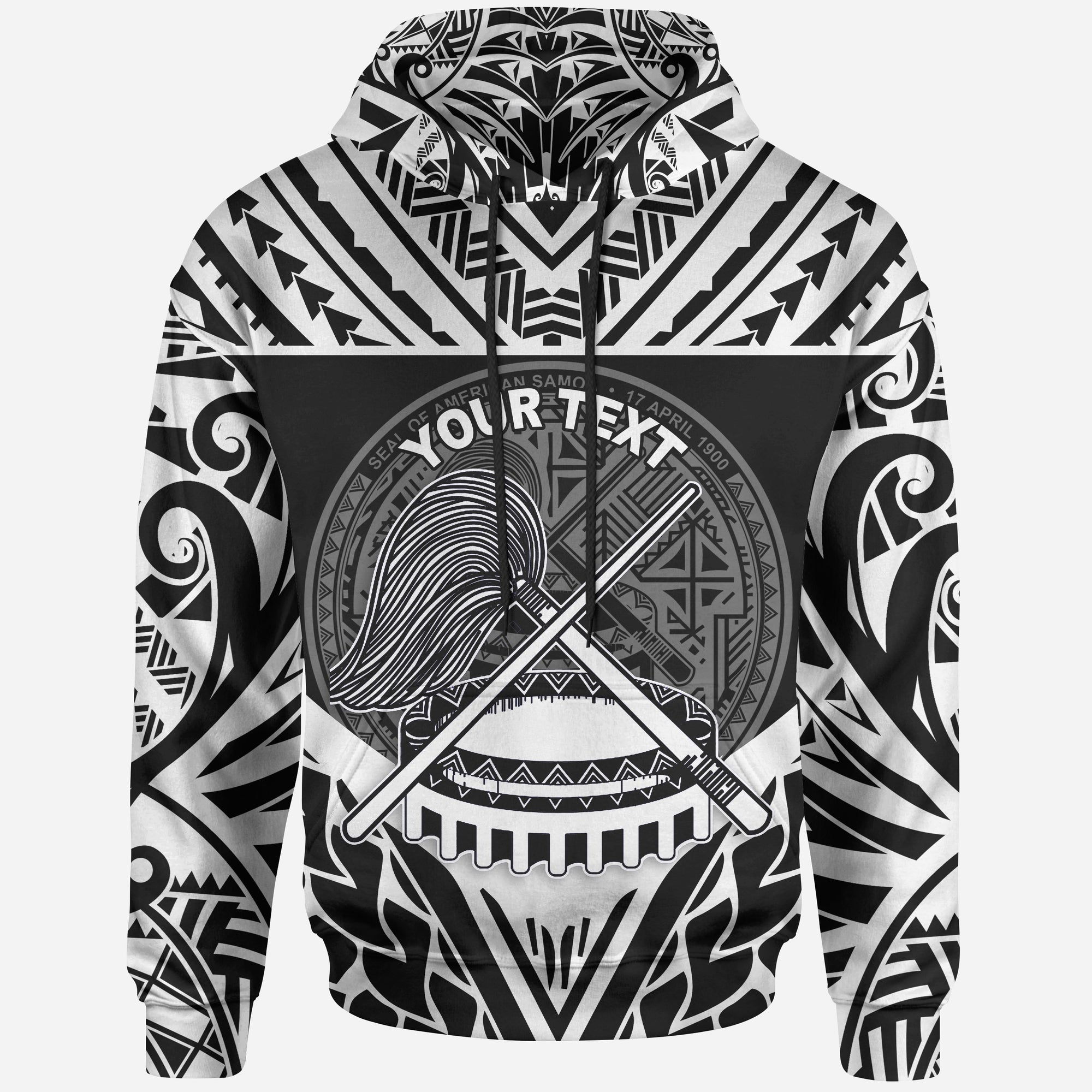 American Samoa Hoodie Unique Eagle Feather Texture Black Unisex Black - Polynesian Pride