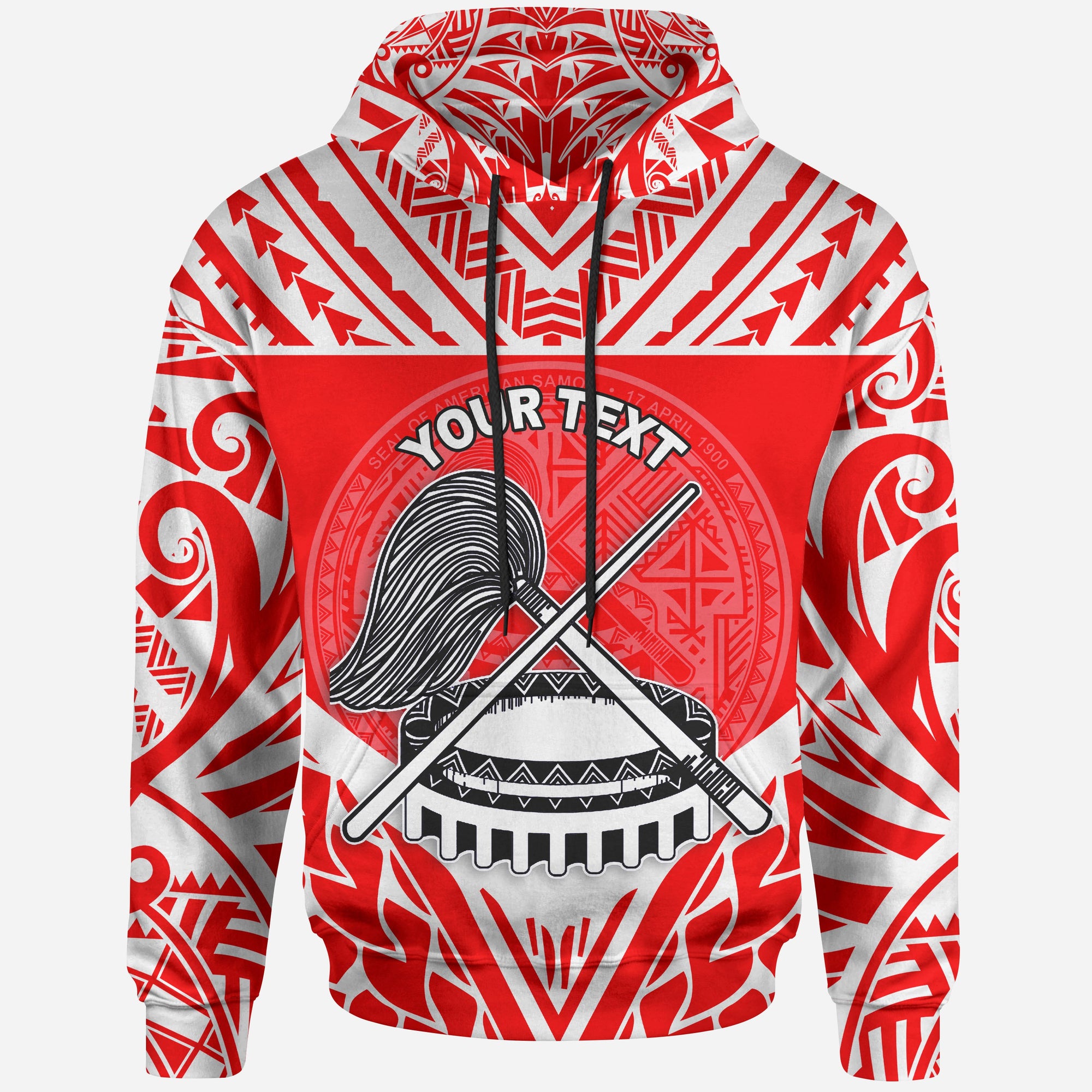 American Samoa Hoodie Unique Eagle Feather Texture Red Unisex Red - Polynesian Pride