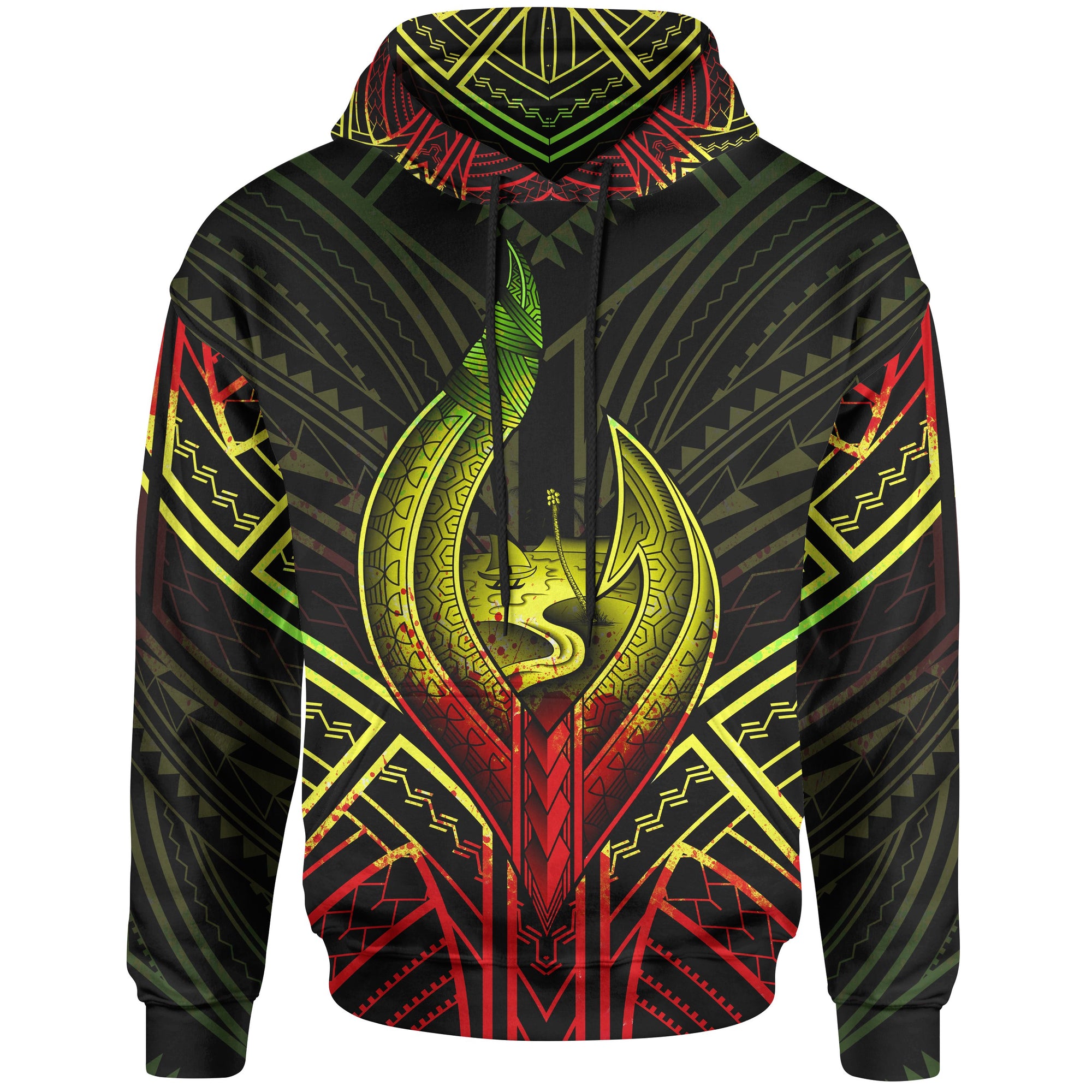 Guam Hoodie Guam Seal Chamorro Tribal Reggae Color Unisex Black - Polynesian Pride