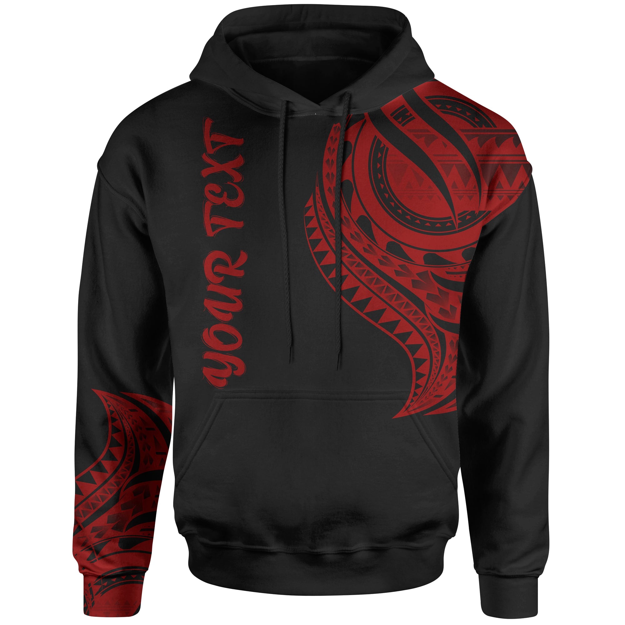 Tahiti Custom Hoodie Tahiti Tatau Red Patterns Unisex Black - Polynesian Pride