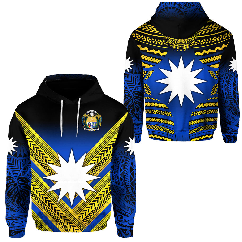 Nauru Polynesian Flag Hoodie Creative Style Gradient Blue LT8 Unisex Blue - Polynesian Pride