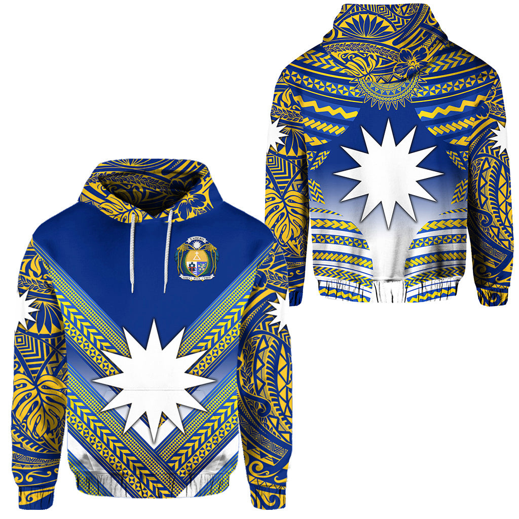 Nauru Polynesian Flag Hoodie Creative Style Blue NO.1 LT8 Unisex Blue - Polynesian Pride