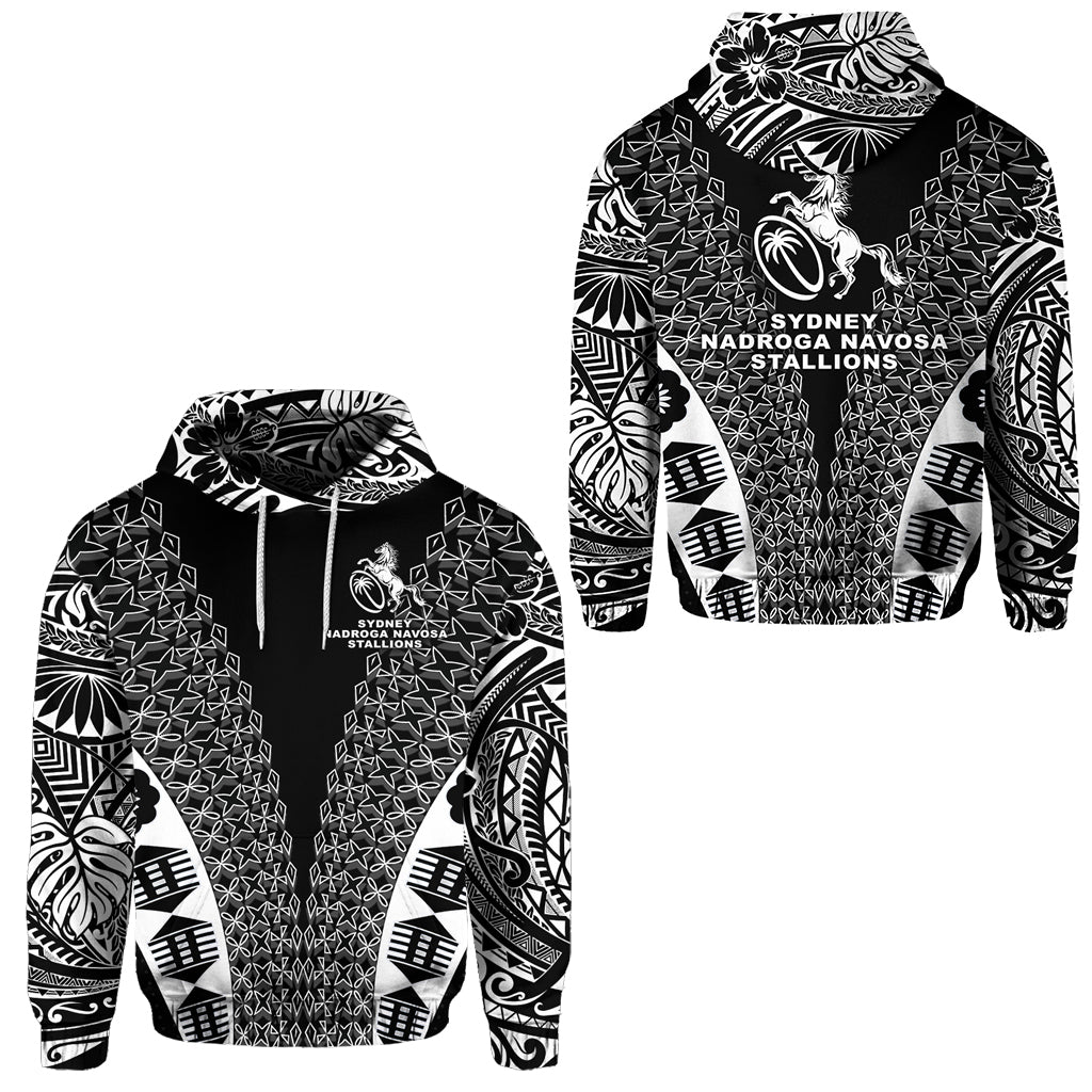 Fiji Rugby Hoodie Sydney Nadroga Navosa Stallions Tapa Vibes LT8 Unisex Black - Polynesian Pride