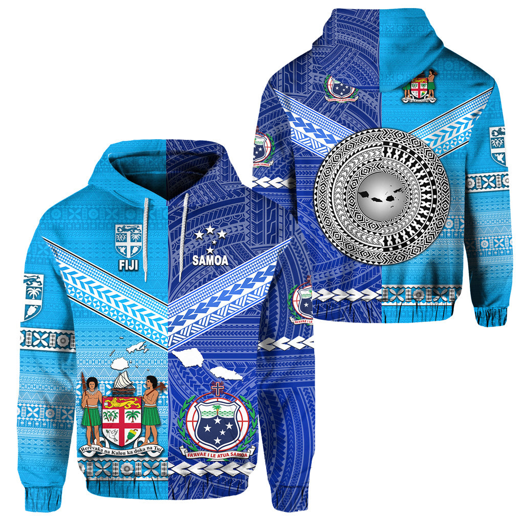 Fiji Samoa Hoodie Together LT8 Blue - Polynesian Pride