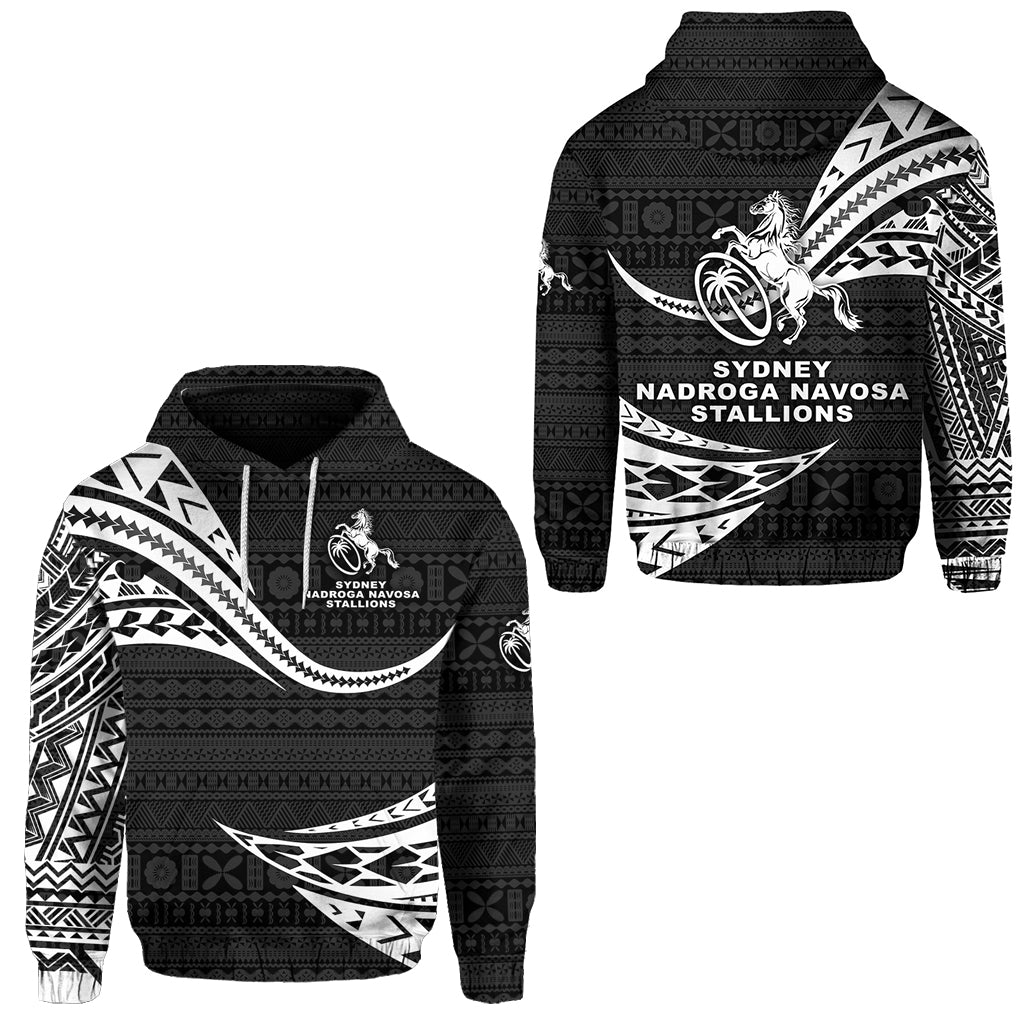 Fiji Rugby Hoodie Sydney Nadroga Navosa Stallions Unique Version Black LT8 Unisex Black - Polynesian Pride