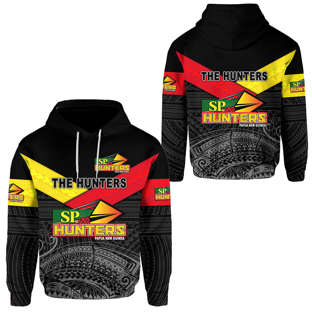 Papua New Guinea SP Hunters Hoodie Rugby Original Style Black LT8 Unisex Black - Polynesian Pride