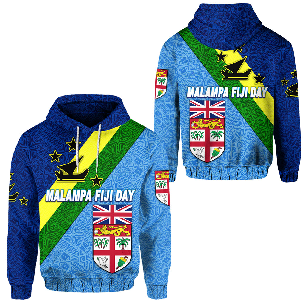 Vanuatu Malampa and Fiji Day Hoodie Simple Style LT8 Unisex Blue - Polynesian Pride