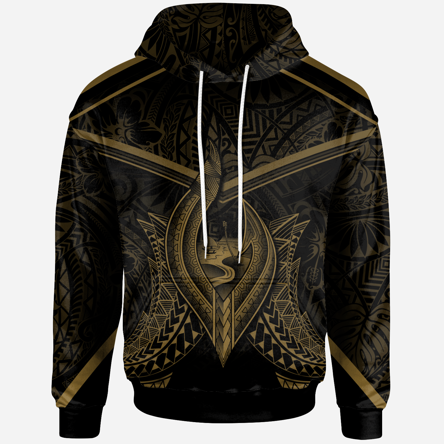 Guam Hoodie Guam Seal With Line Style Gold Version Unisex Black - Polynesian Pride