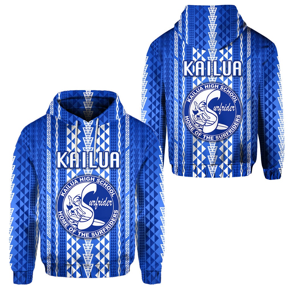 Hawaii Kailua High School Hoodie Surfriders Simple Style LT8 Unisex Blue - Polynesian Pride