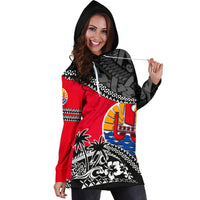 Tahiti Hoodie Dress - Tahiti Flag Fall In The Wave K9 - Polynesian Pride
