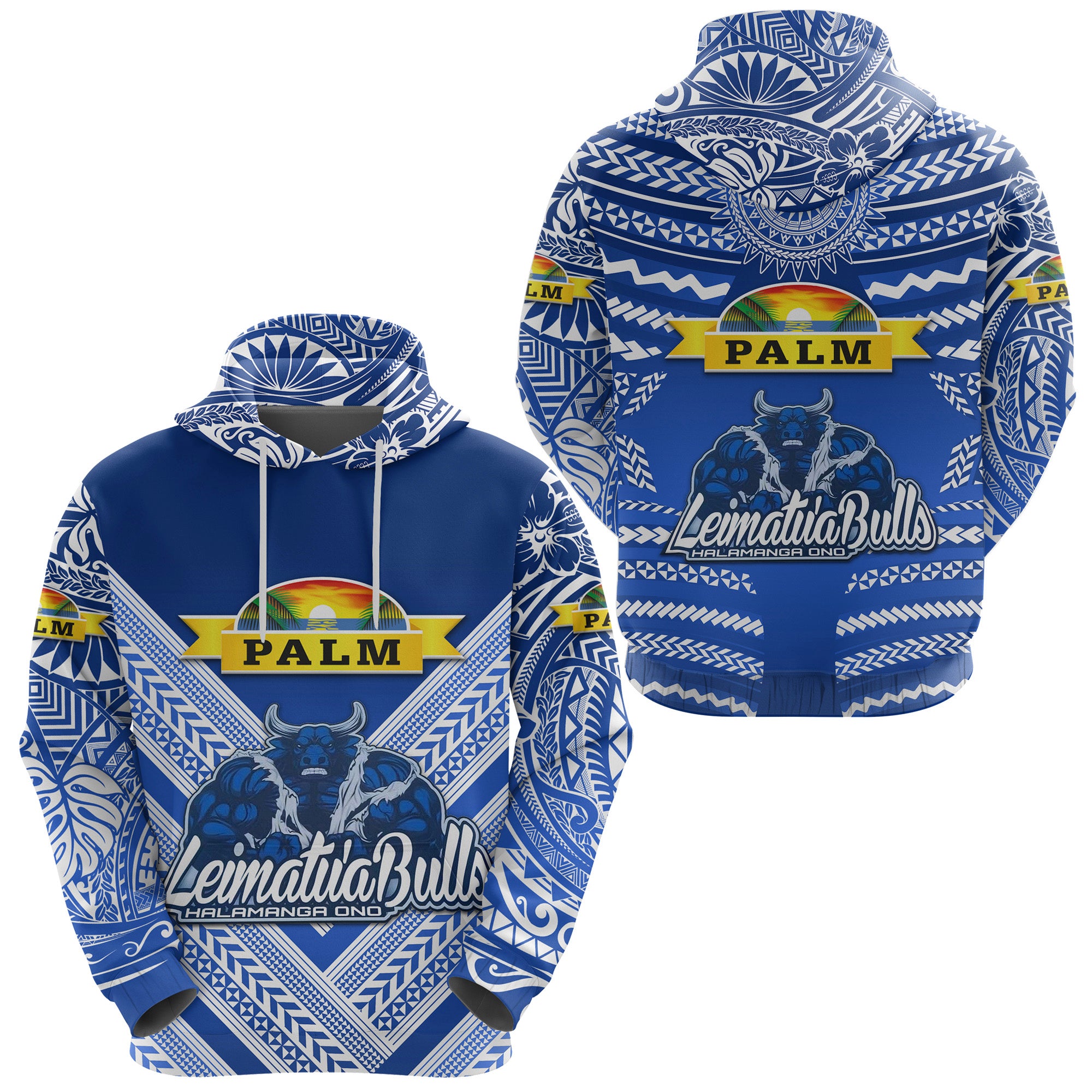 Mate Maa Tonga Hoodie Leimatua Bulls Creative Style Blue LT8 Unisex Blue - Polynesian Pride