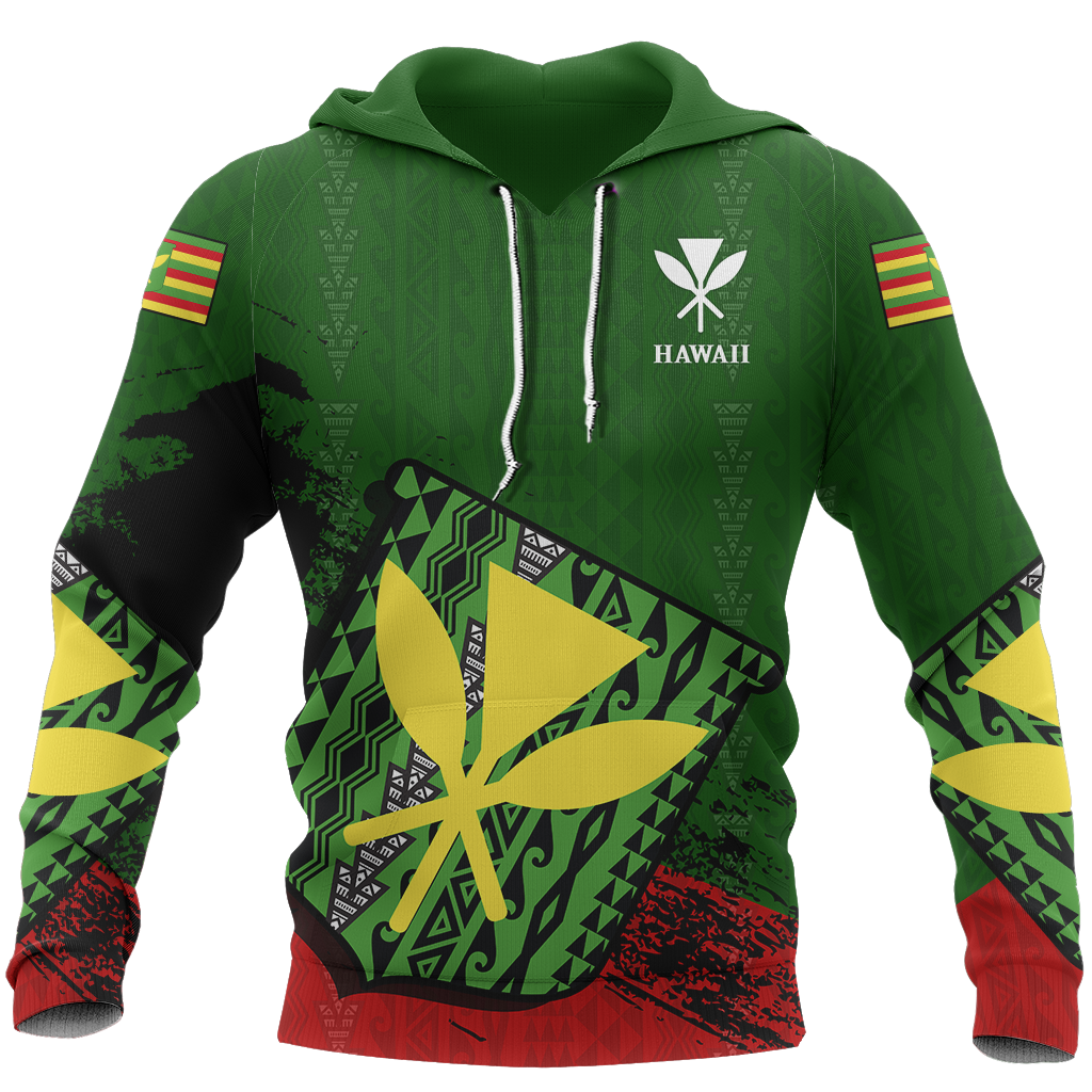 Hawaii Hoodie Kanaka Maoli Flag Special Unisex Green - Polynesian Pride