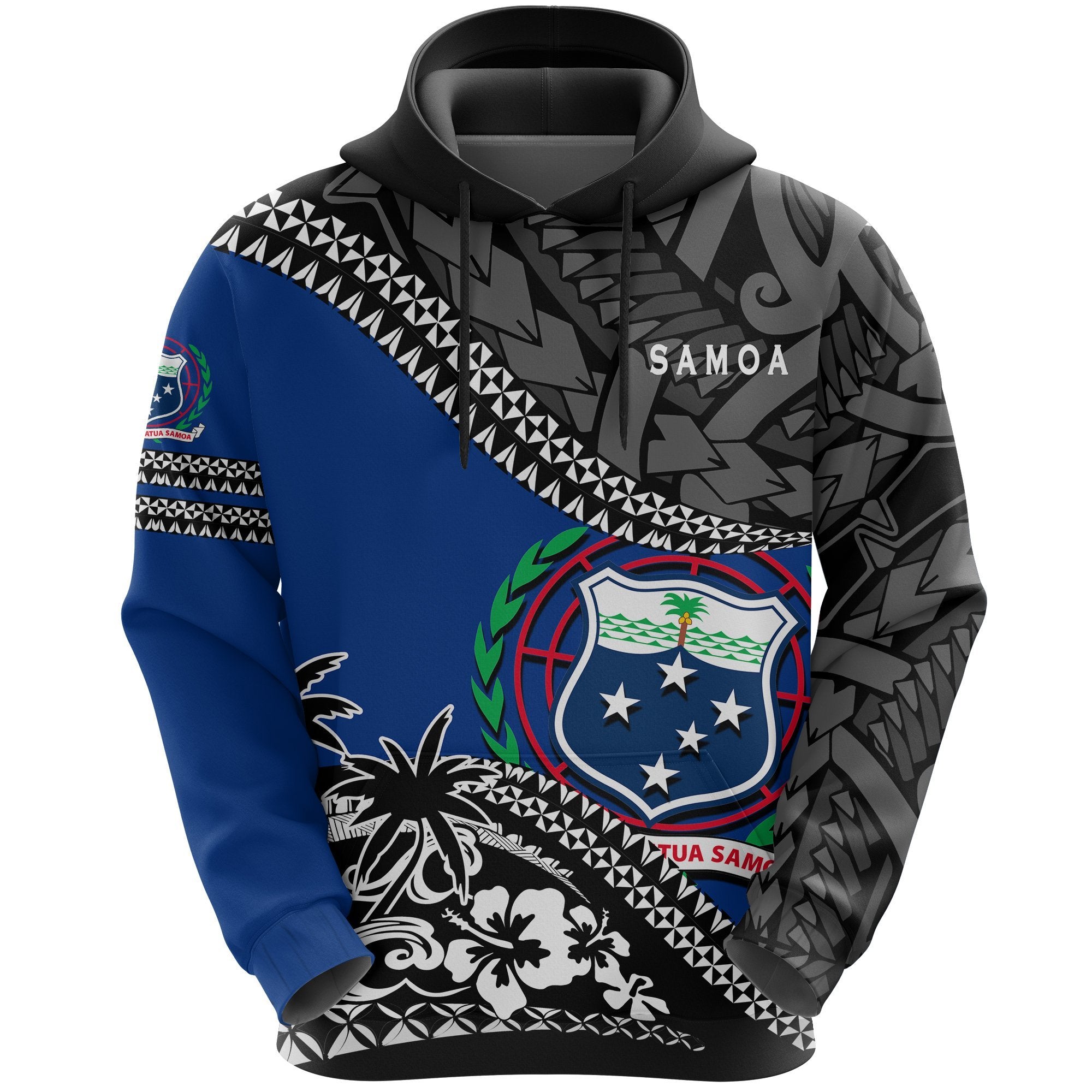 Samoa Hoodie Fall In The Wave K7 Blue - Polynesian Pride