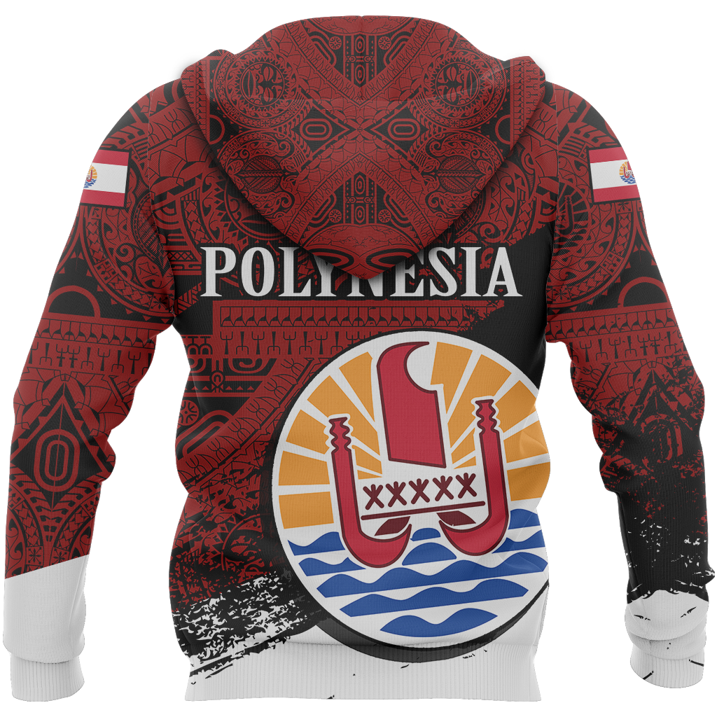 French Polynesia Hoodie French Polynesia Flag Tiki Face Tattoo & Turtle Tattoo Special Z2 - Polynesian Pride
