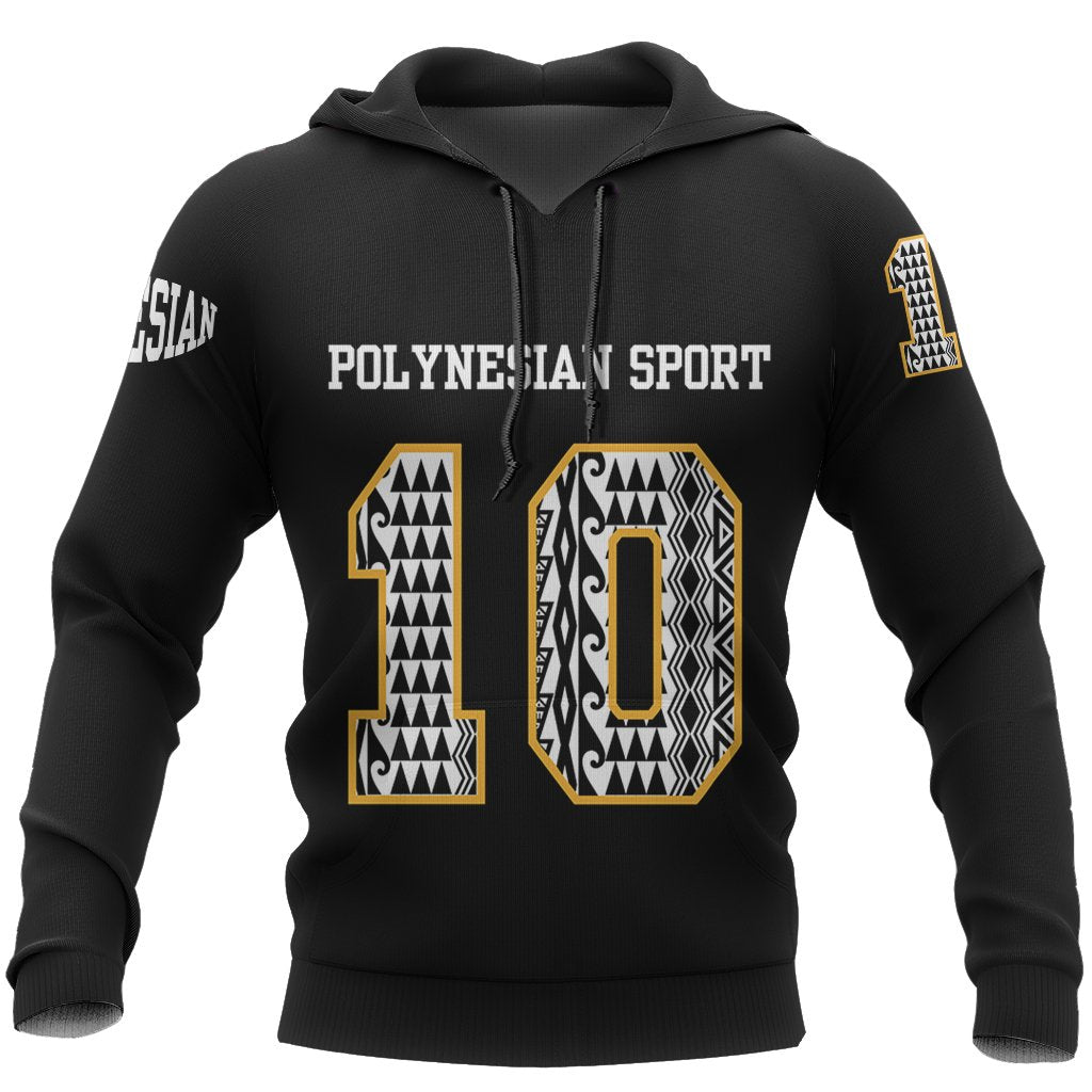 Polynesian Pullover Hoodie Polynesian Sport 10 A8 Unisex Black - Polynesian Pride