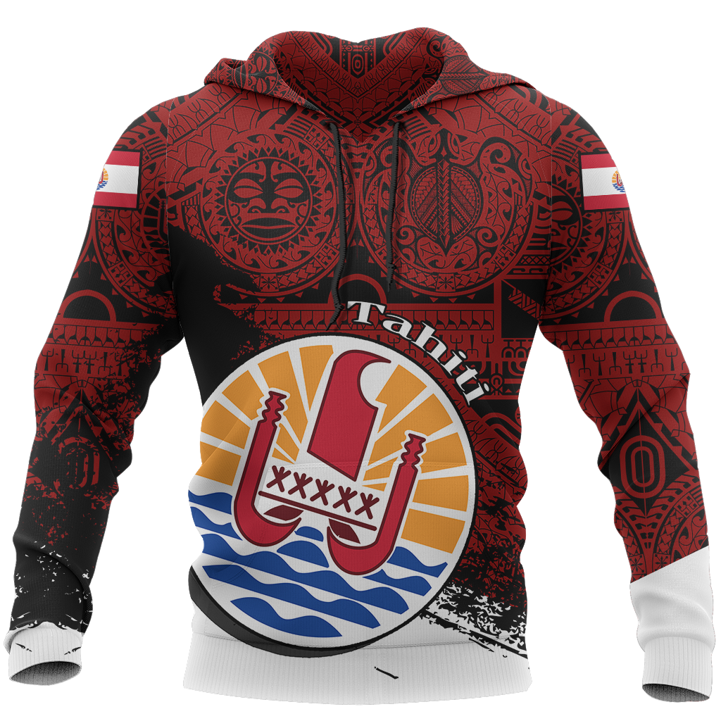 Tahiti Hoodie Tahiti Flag Polynesian Tattoo Special Z2 Unisex Red - Polynesian Pride