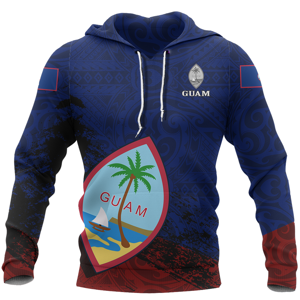 Guam Hoodie Guam Flag Coat of Arms Special A02 Unisex Blue - Red - Polynesian Pride