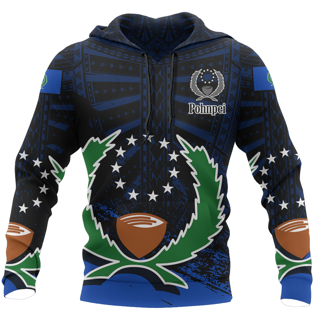 Pohnpei Hoodie Pohnpie Flag Special Black Version Z2 Unisex Black - Polynesian Pride