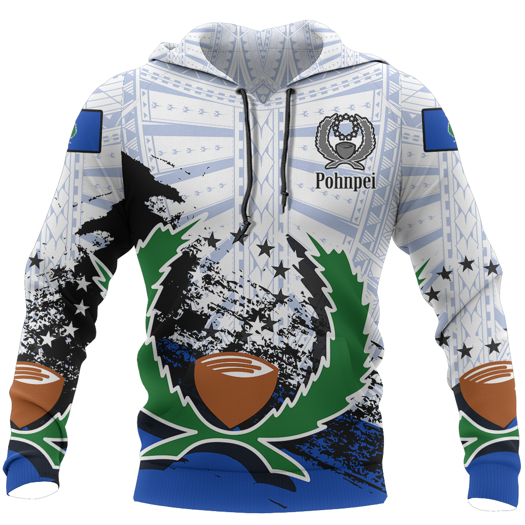 Pohnpei Hoodie Pohnpie Flag Special White Version Z2 Unisex White - Polynesian Pride