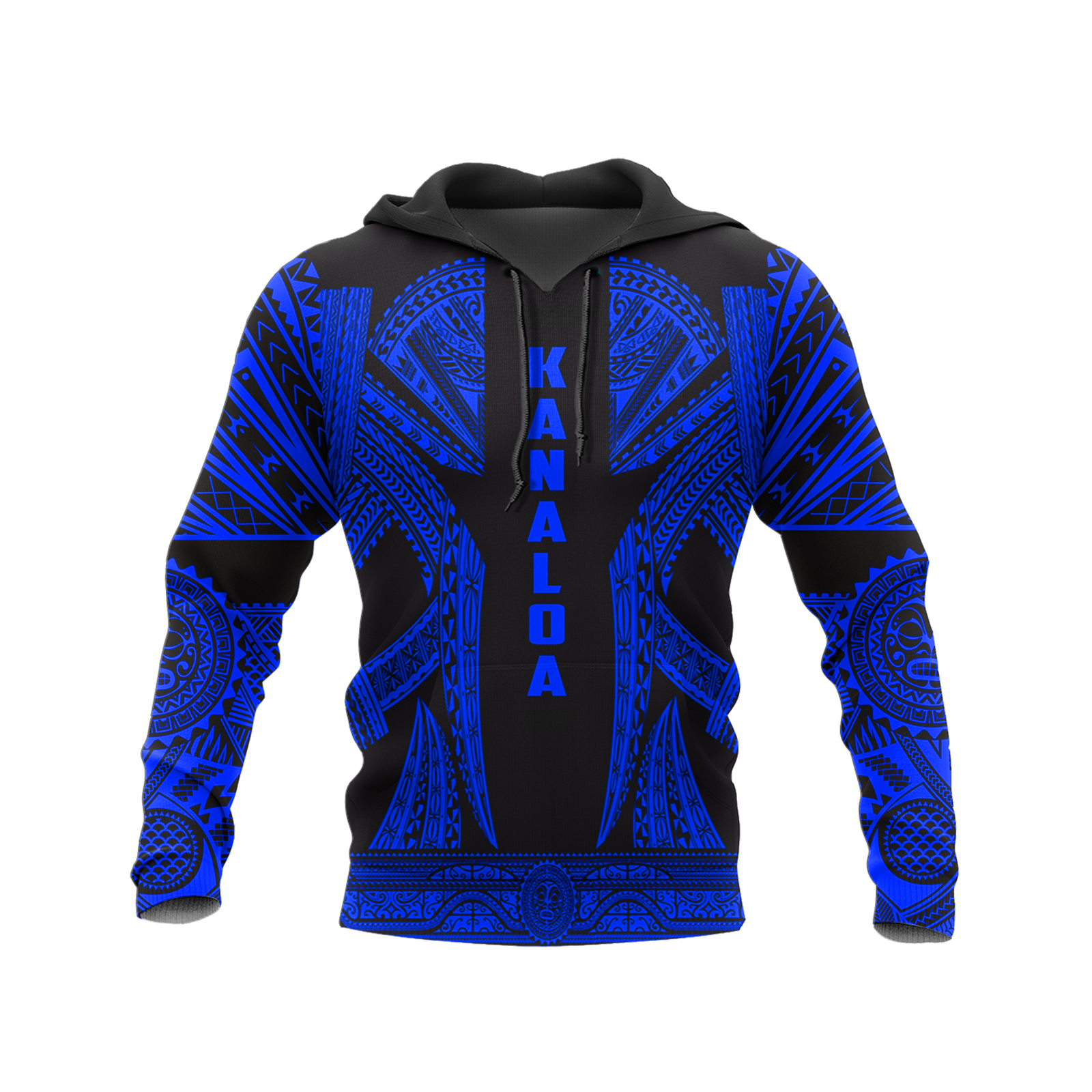 Hawaii Pullover Hoodie Kanaloa Polynesian Tattoo Special Blue A8 Unisex Blue - Polynesian Pride