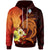 Guam Zip Hoodie Tribal Tuna Fish Unisex Orange - Polynesian Pride