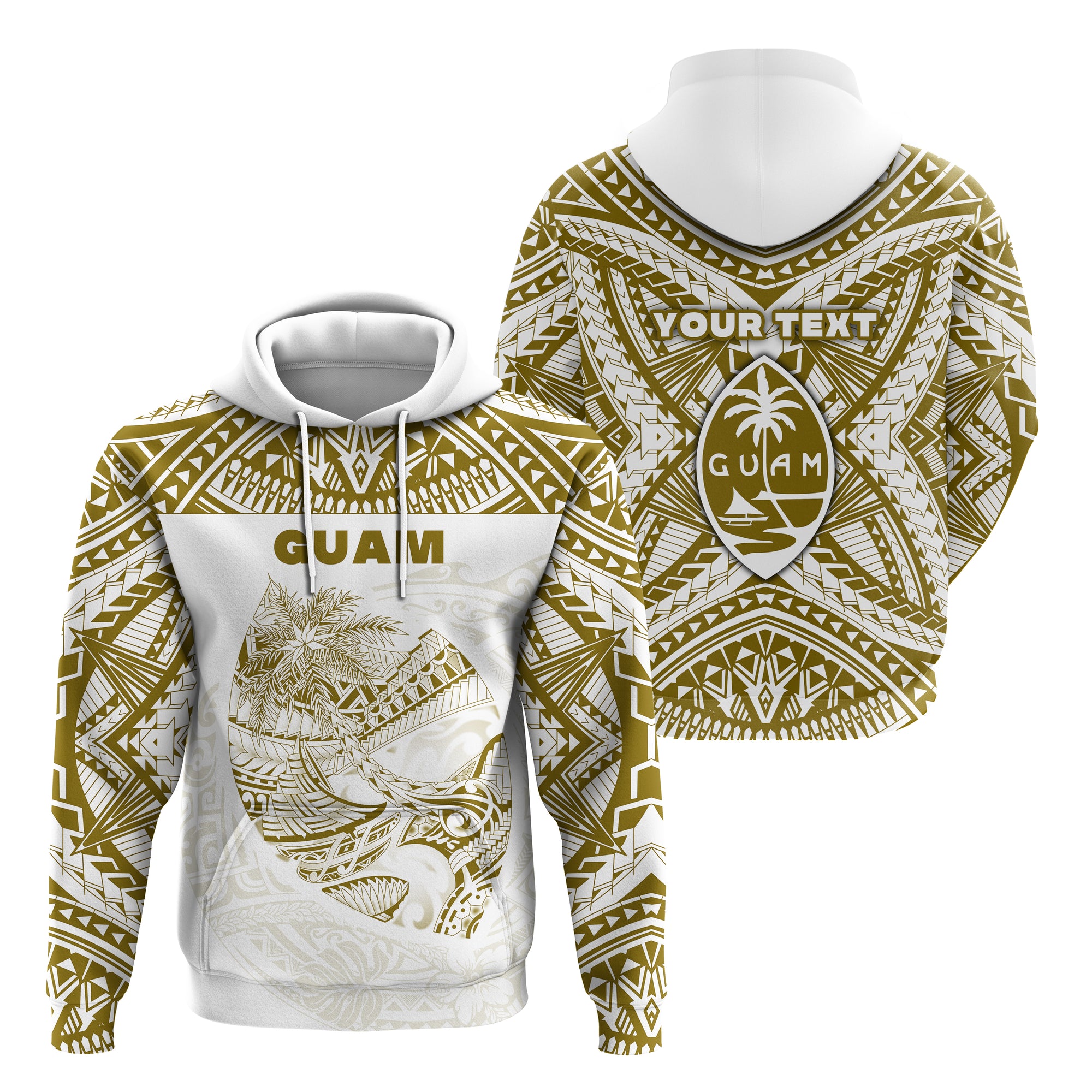 Custom Guam Rugby Hoodie Polynesian Patterns Gold Old LT16 Unisex Gold - Polynesian Pride