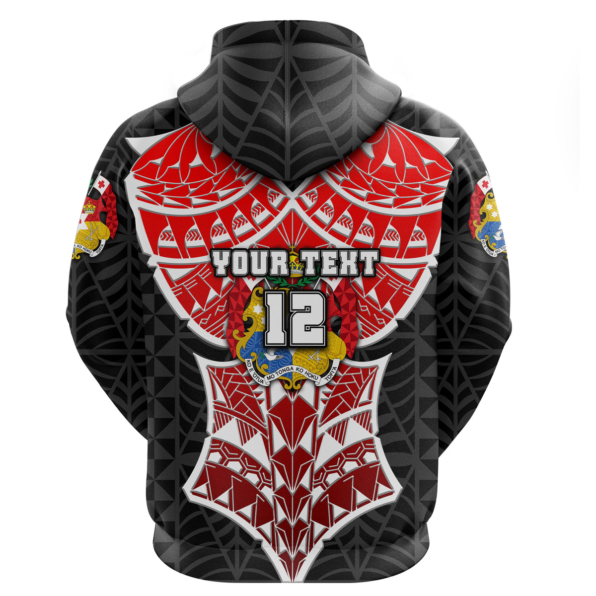 Custom Tonga Rugby Hoodie Polynesian Armor Style Black - Polynesian Pride
