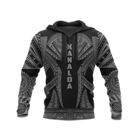 Hawaii Pullover Hoodie Kanaloa Polynesian Tattoo Special Gray A8 Unisex Gray - Polynesian Pride