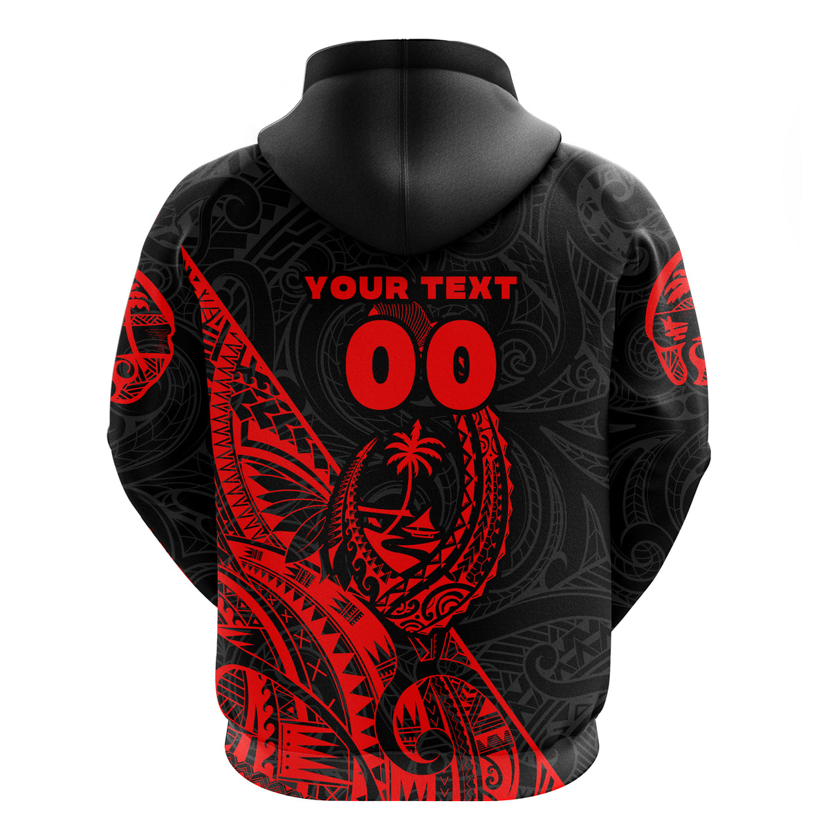 Custom Guam Rugby Zip Hoodie Polynesian Patterns Style Red LT16 - Polynesian Pride