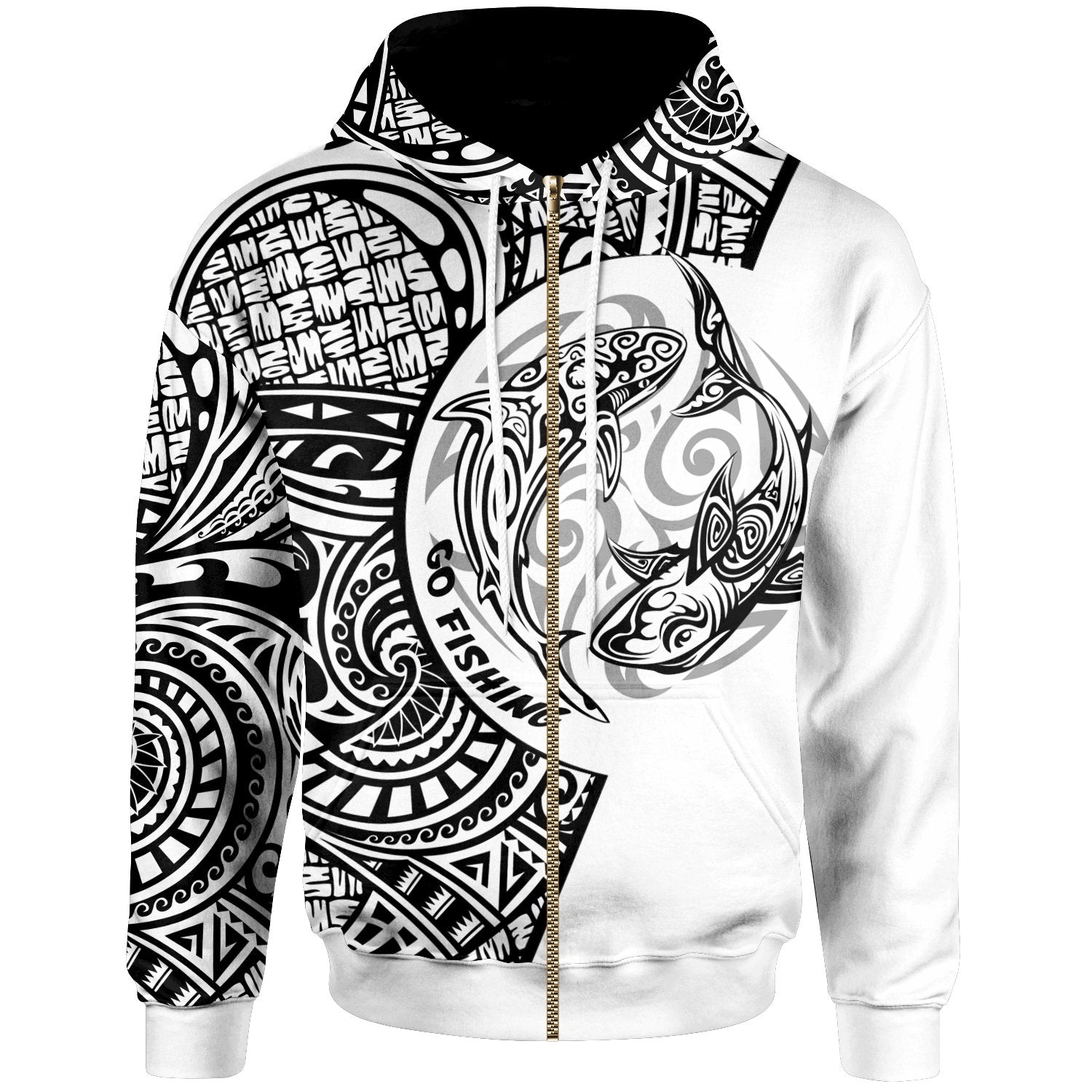 Pohnpei Zip Hoodie Go Fishing Now Unisex White - Polynesian Pride