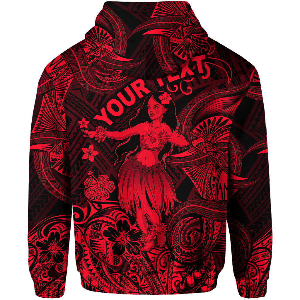 Custom Hawaii Hula Girl Polynesian Zip Hoodie Unique Style Red LT8 - Polynesian Pride