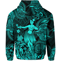 Hawaii Hula Girl Polynesian Zip Hoodie Unique Style Turquoise LT8 - Polynesian Pride