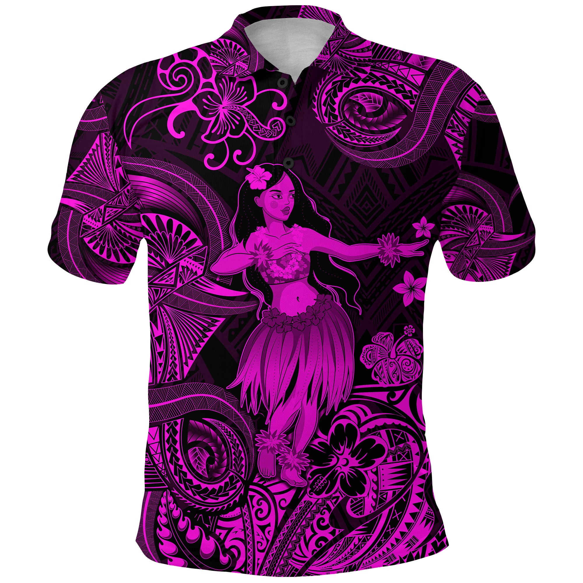 Custom Hawaii Hula Girl Polynesian Polo Shirt Unique Style Pink LT8 - Polynesian Pride