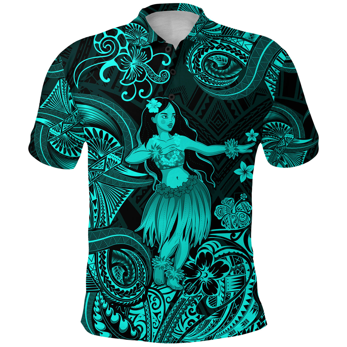 Hawaii Hula Girl Polynesian Polo Shirt Unique Style Turquoise LT8 - Polynesian Pride