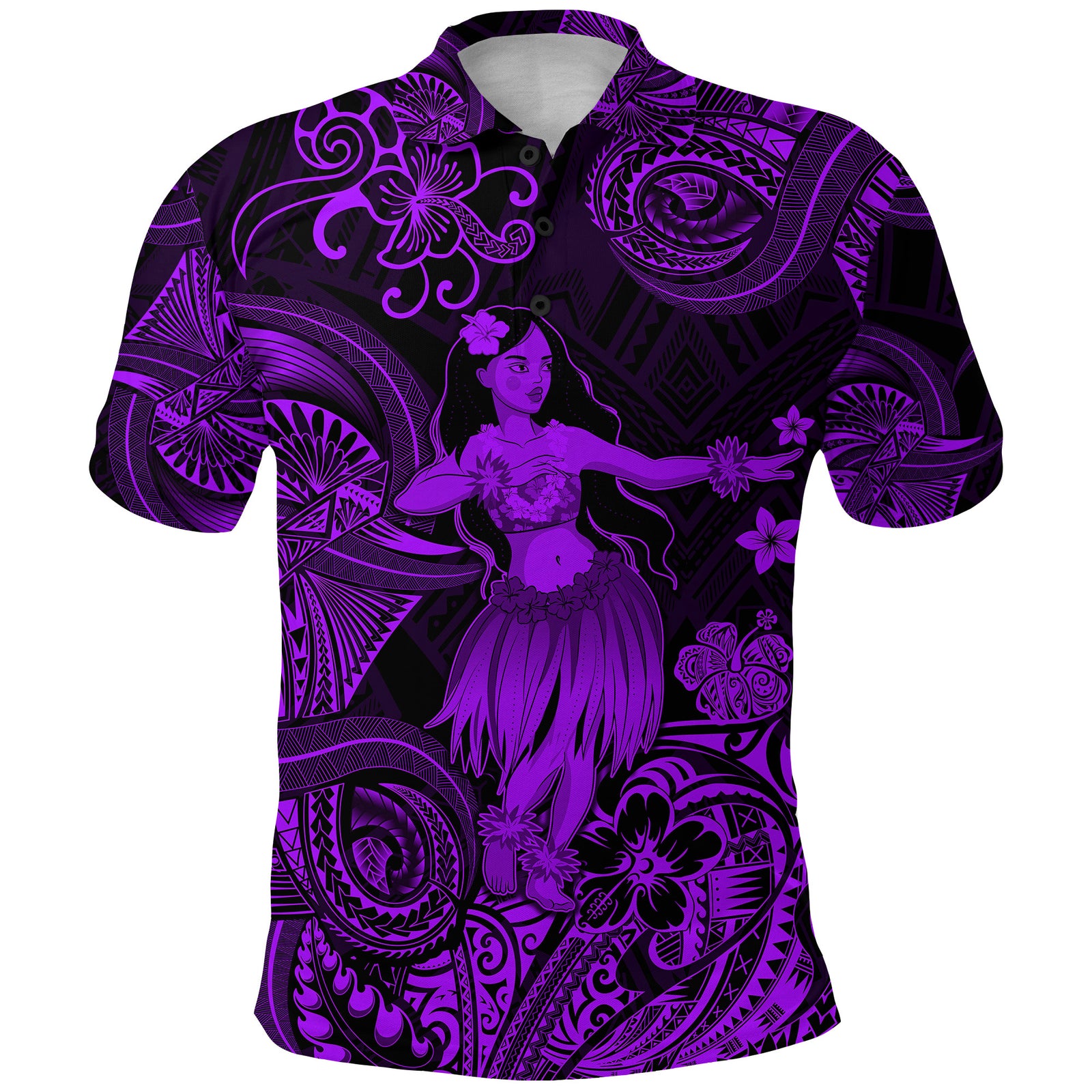 Custom Hawaii Hula Girl Polynesian Polo Shirt Unique Style Purple LT8 - Polynesian Pride