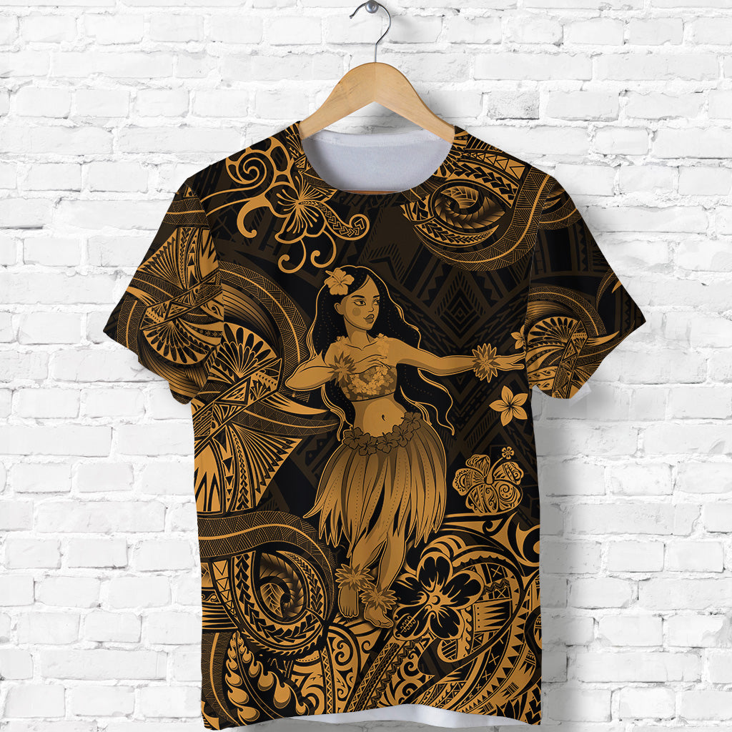 Hawaii Hula Girl Polynesian T Shirt Unique Style Gold LT8 - Polynesian Pride